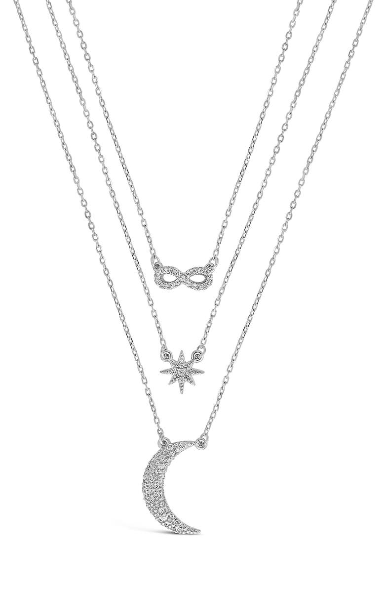 Sterling Forever Celestial Layered Pendant Necklace, Alternate, color, 