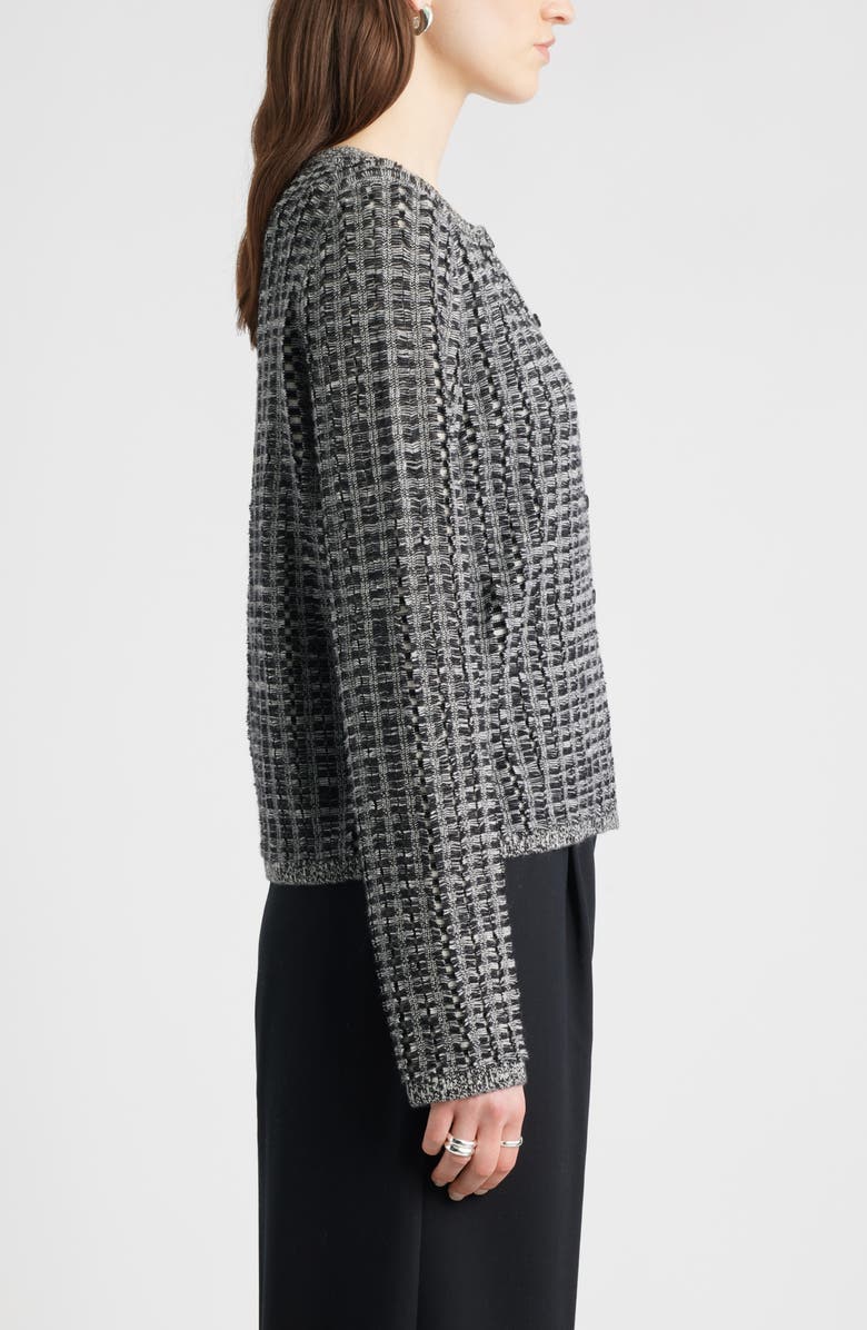 Nordstrom Textured Wool & Cashmere Cardigan, Alternate, color, Black- Ivory Texture