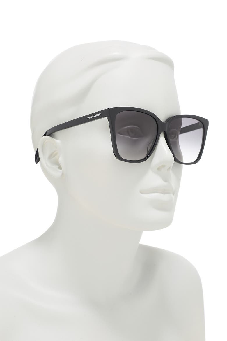 Square 56mm Sunglasses, Alternate, color, BLACK BLACK GREY