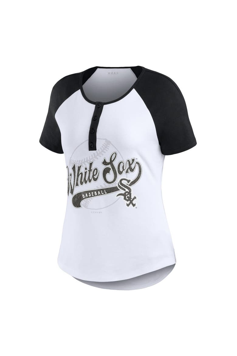 Women's WEAR by Erin Andrews White/Black Chicago White Sox Henley Raglan T-Shirt, Alternate, color, White