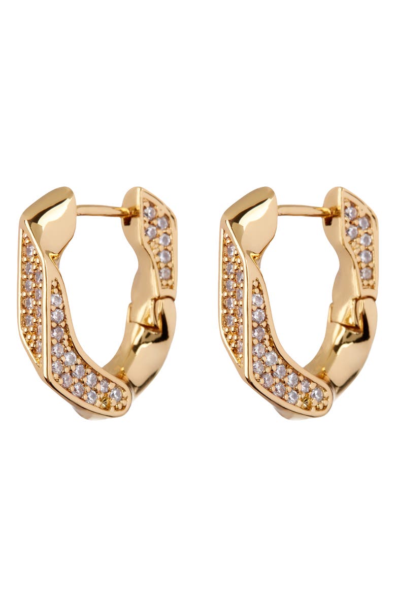 Luv AJ Pavé Cuban Link Hoop Earrings, Main, color, Gold