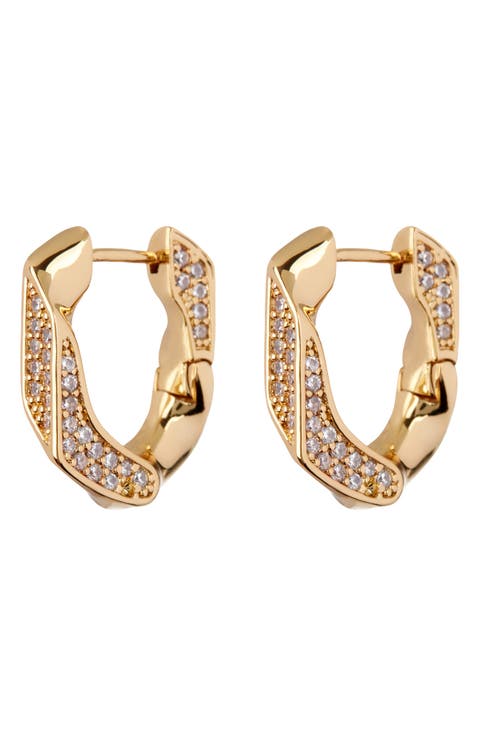 Pavé Cuban Link Hoop Earrings