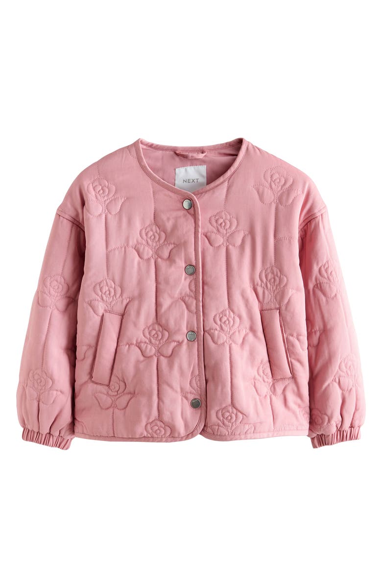 NEXT Kids' Flower Quilted Jacket, Main, color, Pink