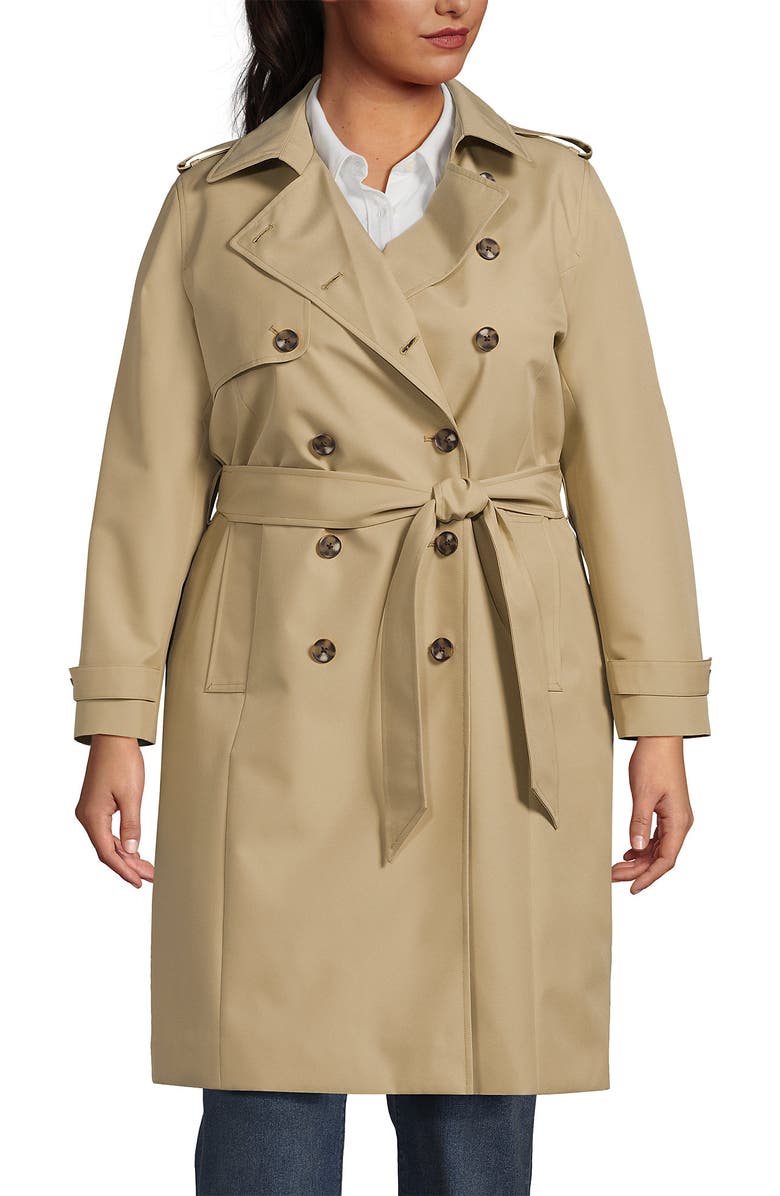 Lands' End Plus Size Classic Trench Coat, Main, color, 
