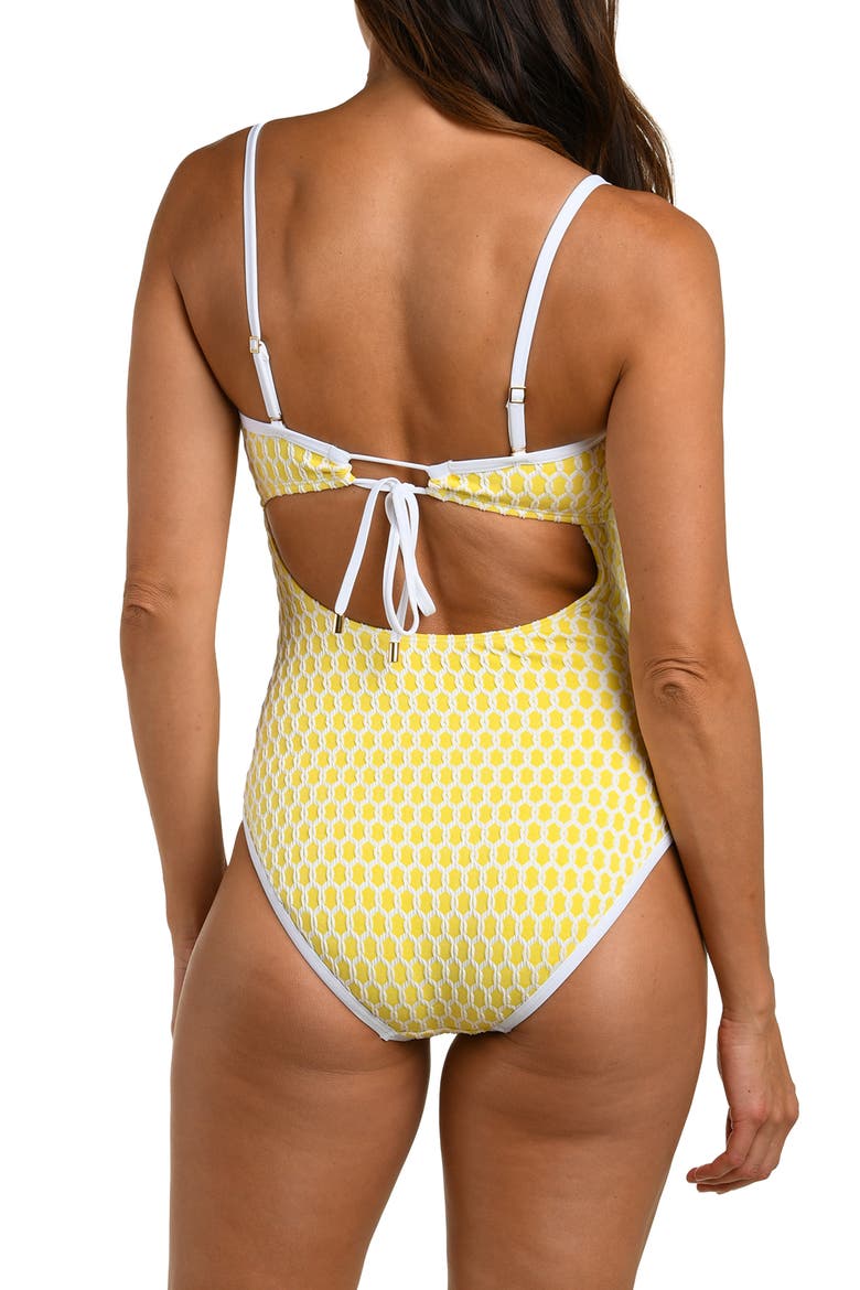 Prep Bandeau Cutout One-Piece Swimsuit, Alternate, color, SOLEIL