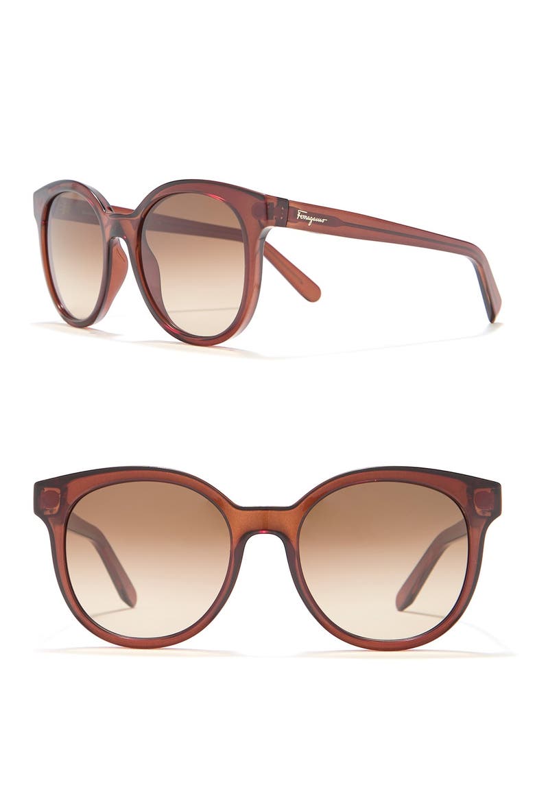 53mm Round Acetate Sunglasses, Alternate, color, CRYSTAL BROWN