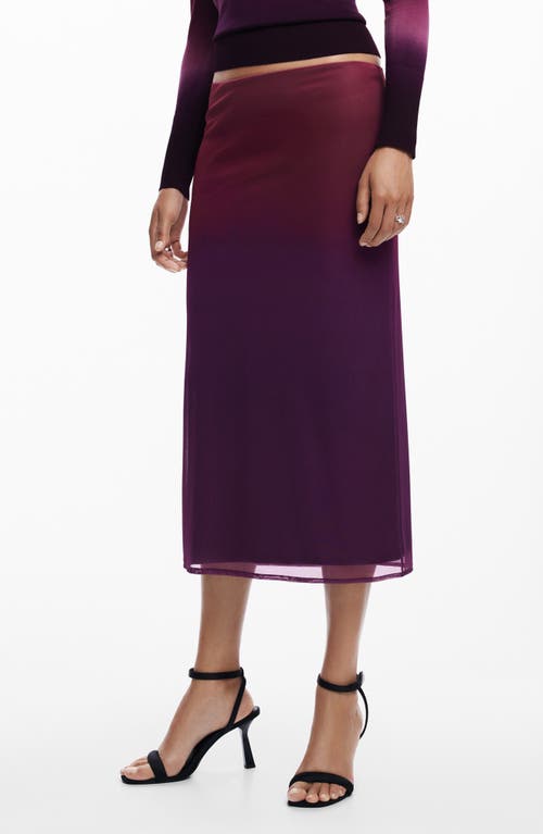 Desigual Ribbo Ombré Midi Skirt In Burgundy