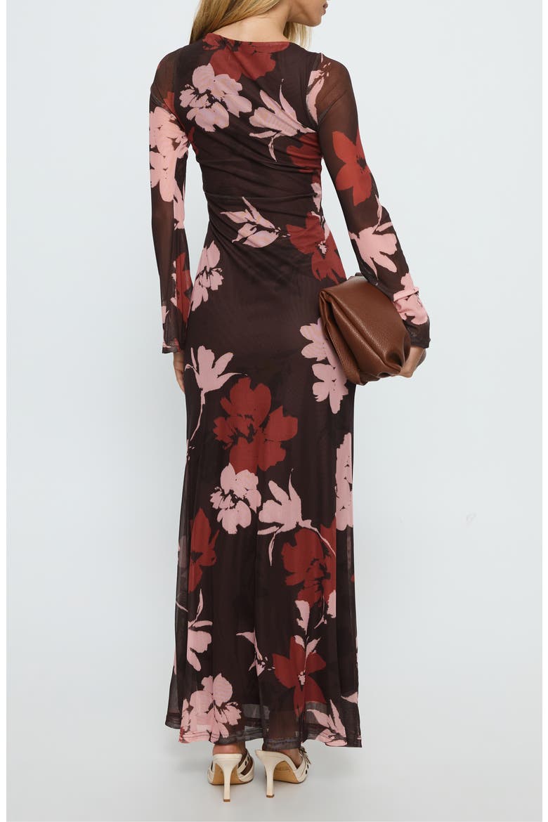 Istefania Long Sleeve Floral Maxi Dress, Alternate, color, BROWN MULTI
