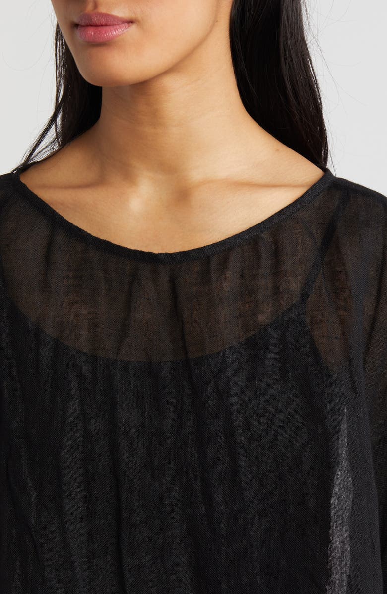 Eileen Fisher Bateau Neck Organic Linen Crop Poncho, Alternate, color, 