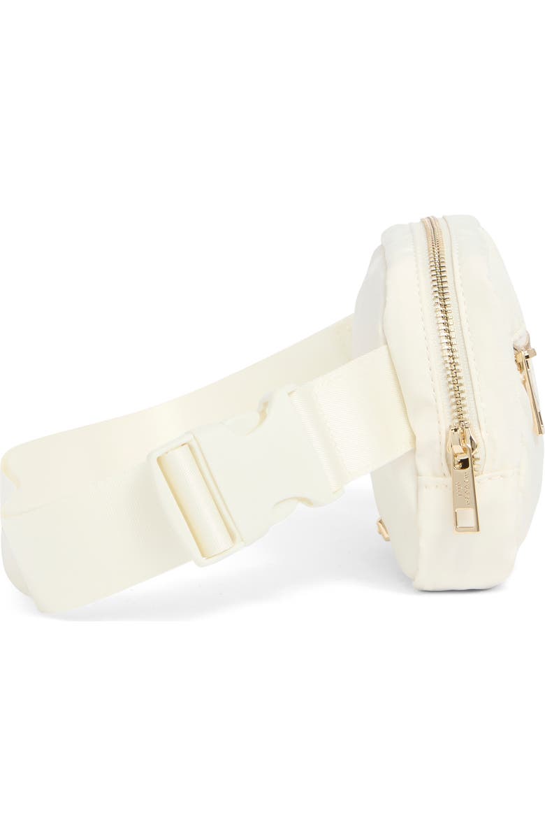 Madden Girl Quilted Belt Bag, Alternate, color, Cream
