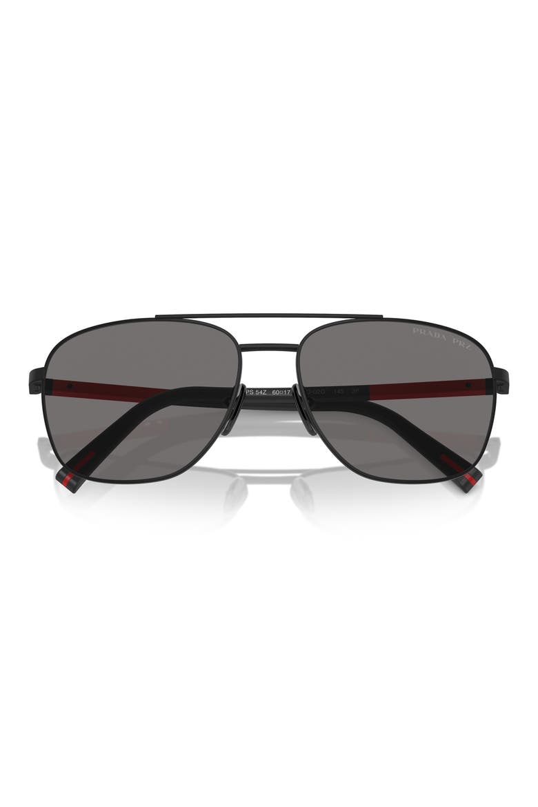 60mm Polarized Oval Sunglasses, Alternate, color, MATTE BLACK