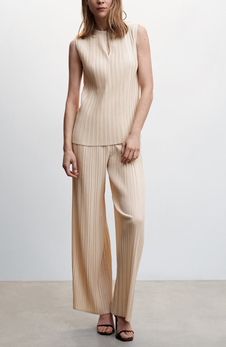 MANGO Pleated Sleeveless Top, Alternate, color, 