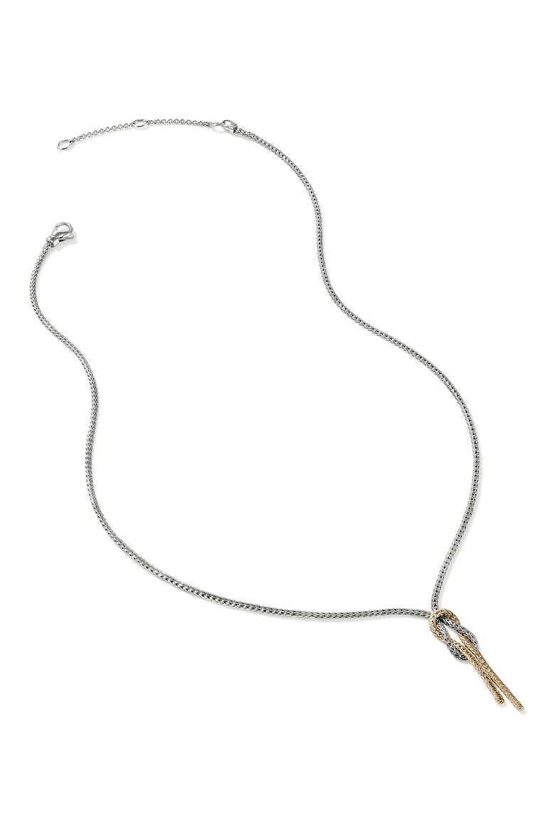 Love Knot Y-Necklace, 1.8mm, Alternate, color, SILVER/ GOLD