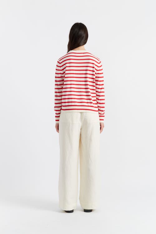 Chinti & Parker Red Cotton Snoopy Nautical Sweater In Cream/velvet Red