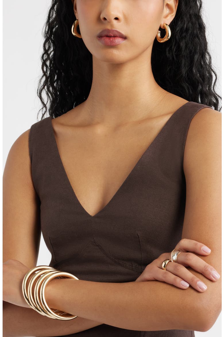 Puffy Square Hoop Earrings, Alternate, color, GOLD