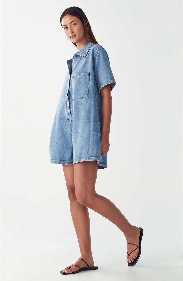 ST MRLO Denim Romper, Alternate, color, Light Blue Wash