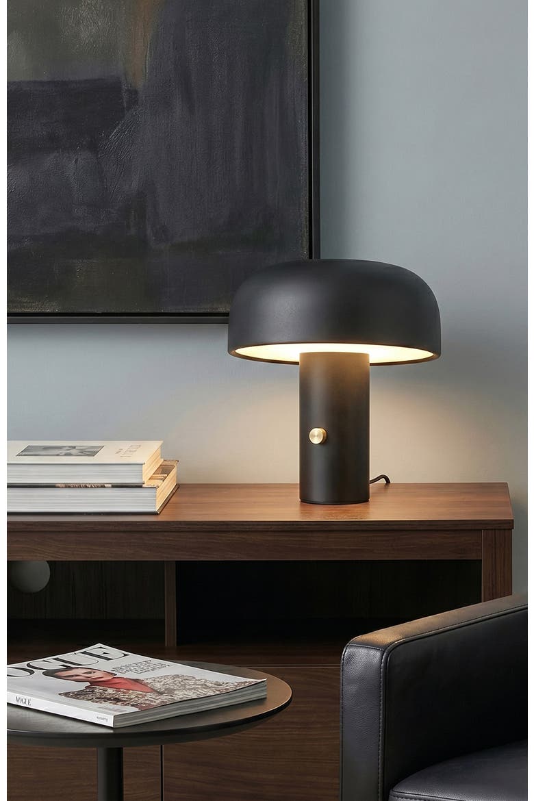 Anita Cream 12" Modern and Elegant LED Table Lamp with Brass Rotary Knob, Alternate, color, Cream