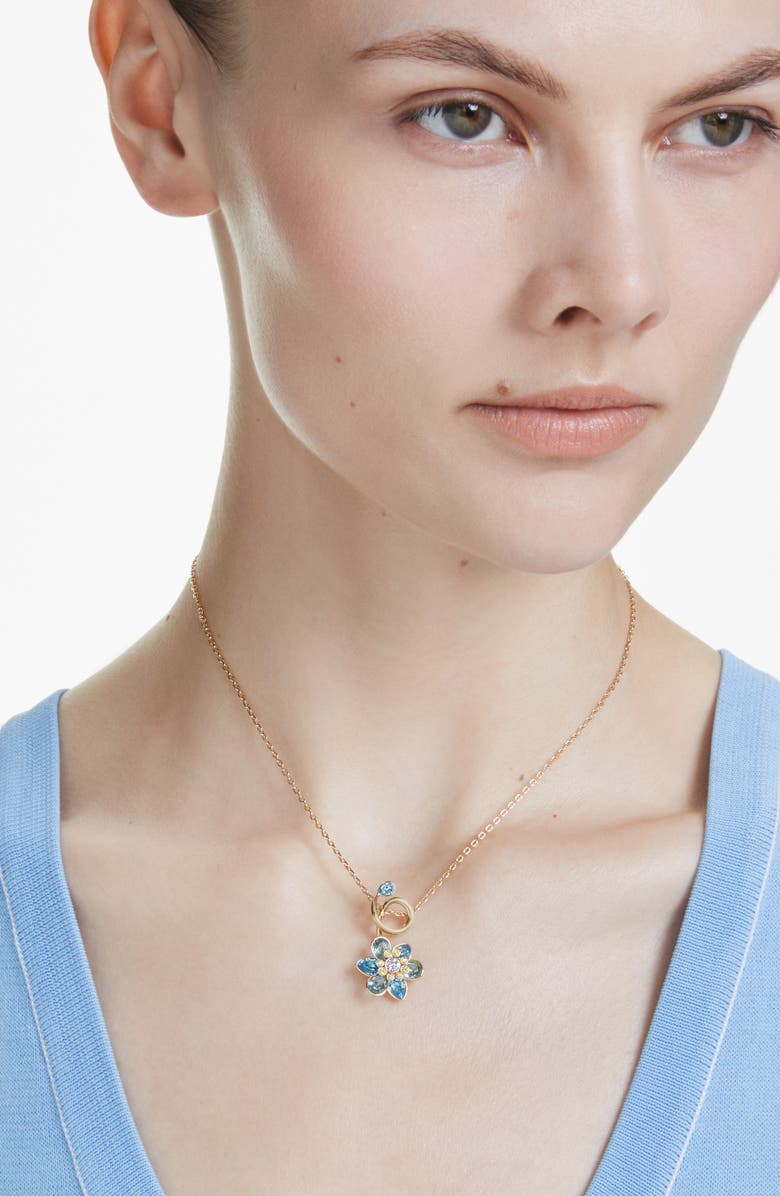 Swarovski Idyllia Floral Pendant Necklace, Alternate, color, Blue