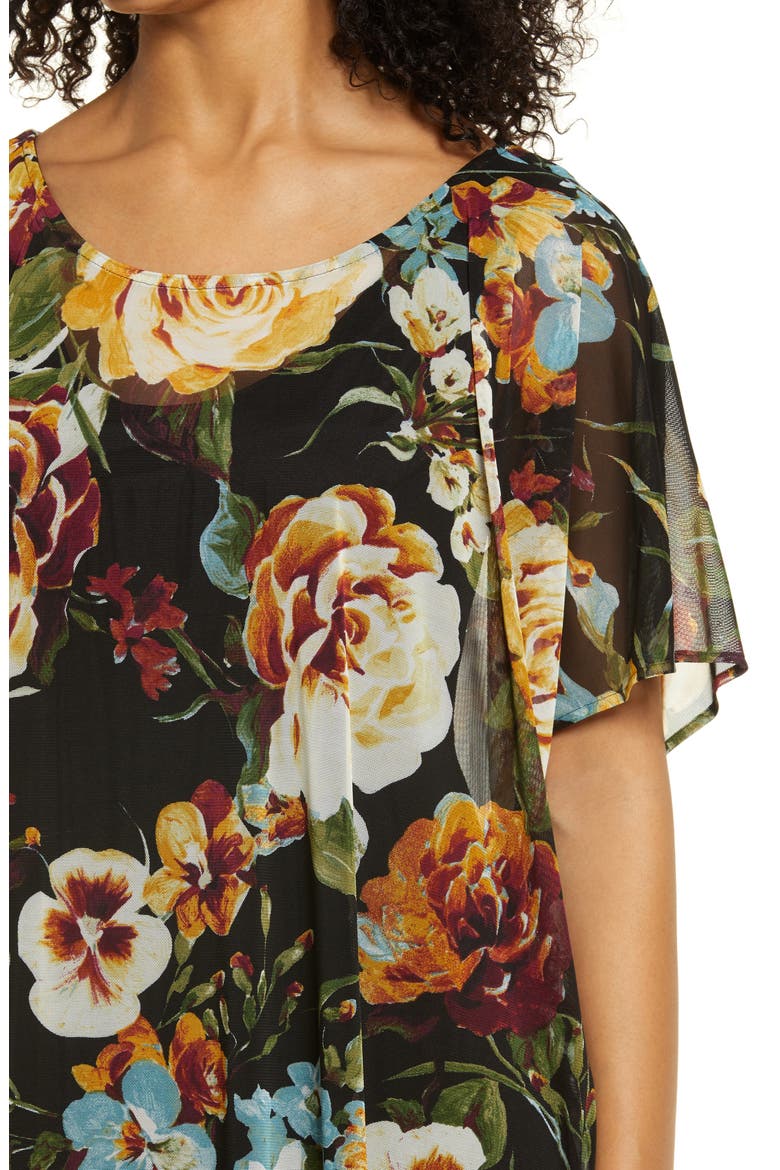 Floral Print Maxi Dress, Alternate, color, MUSTARD