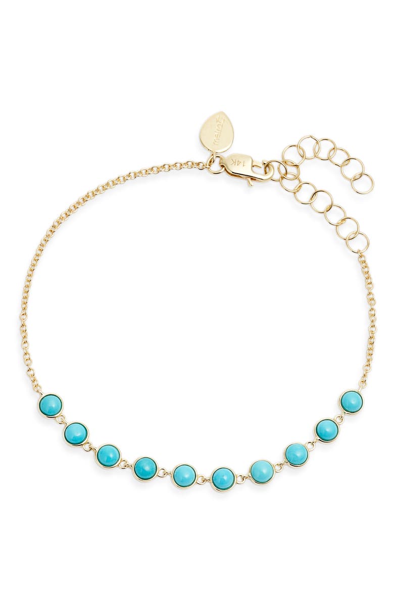 Meira T Bezel Set Turquoise Bracelet, Main, color, Yellow