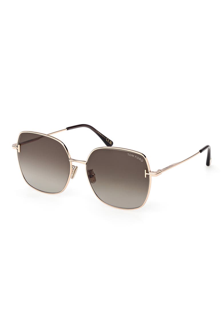 59mm Gradient Square Sunglasses, Alternate, color, SHINY ROSE GOLD / GRADIENT BROWN