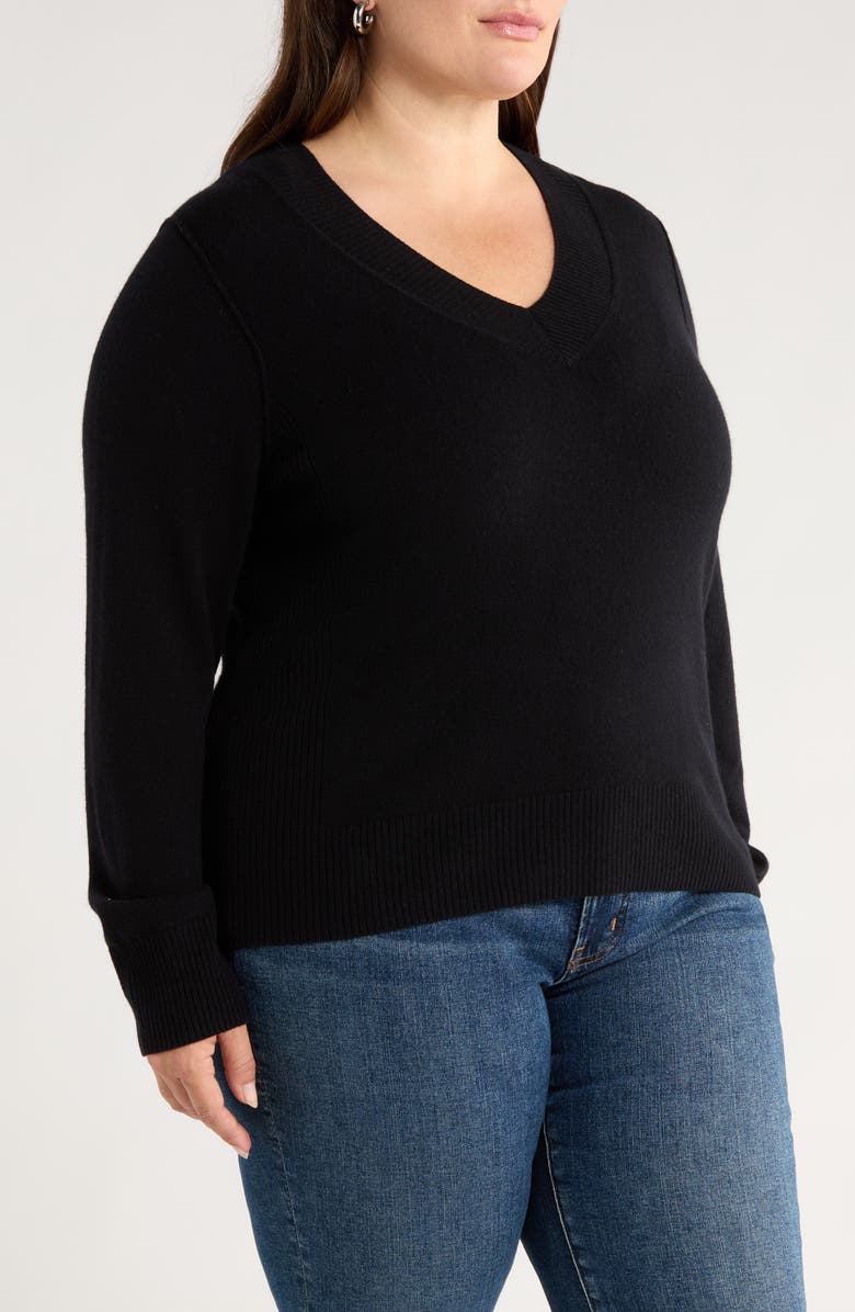 Caslon<sup>®</sup> V-Neck Wool & Cashmere Sweater, Alternate, color, Black Rock