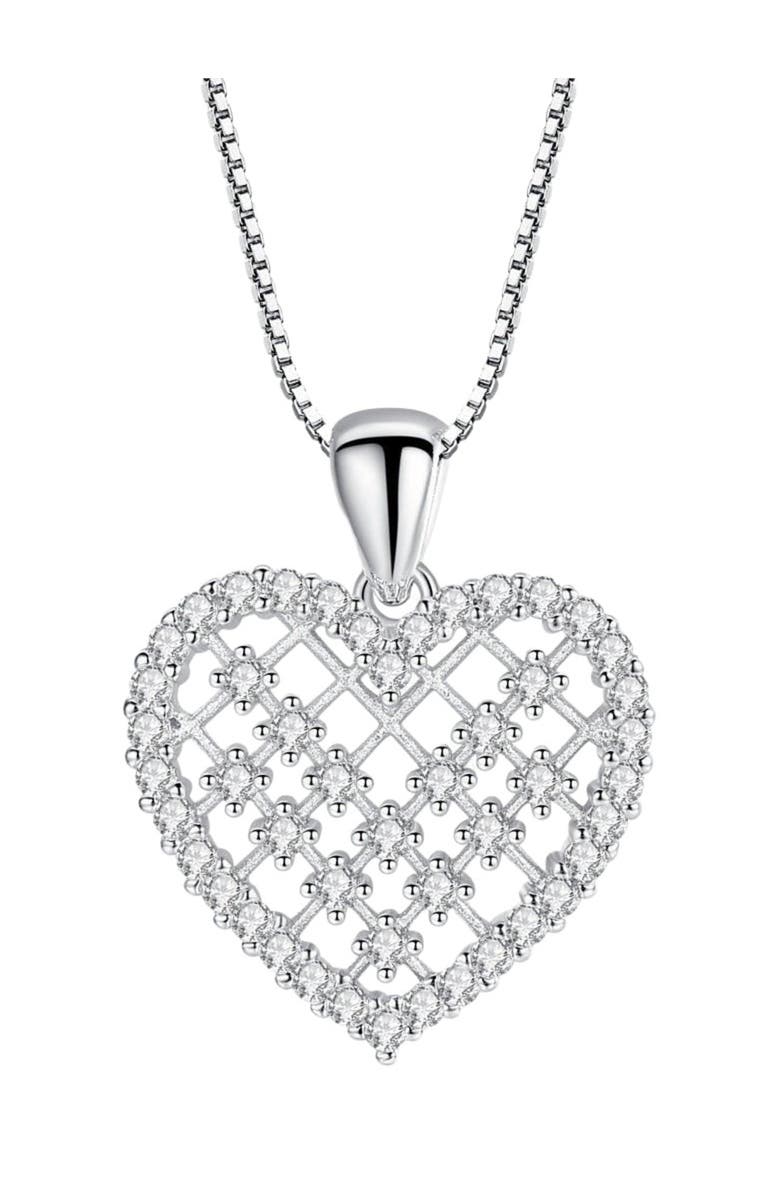 Hollywood Sensation Crystal Heart Necklace, Main, color, Silver