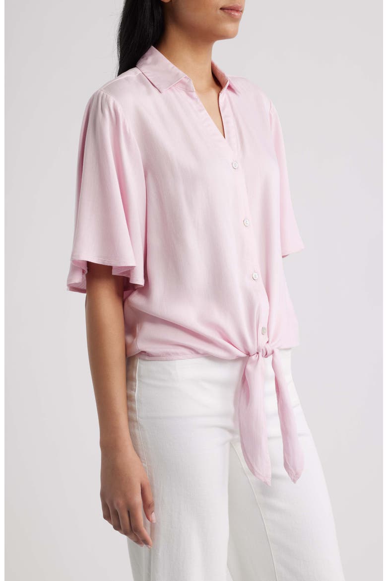 Roxanna Tie Hem Shirt, Alternate, color, PALE PINK