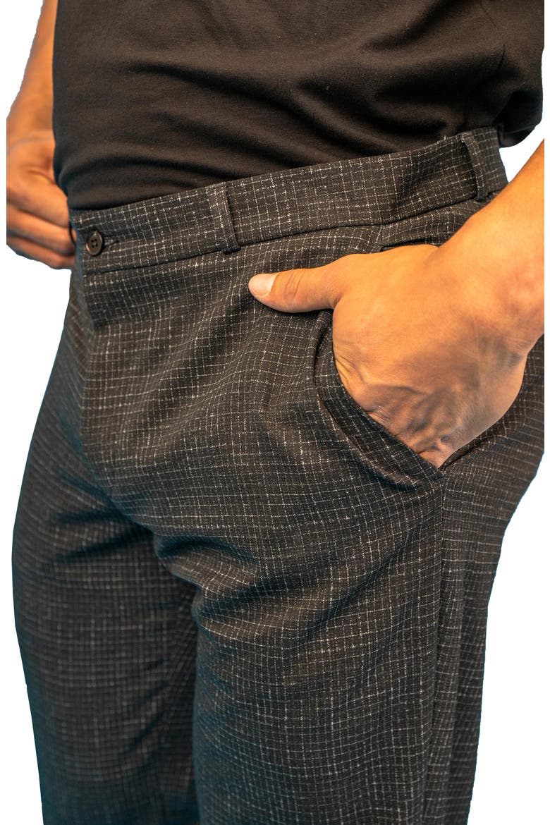 Squared Black Stretch Flat Front Pants, Alternate, color, BLACK