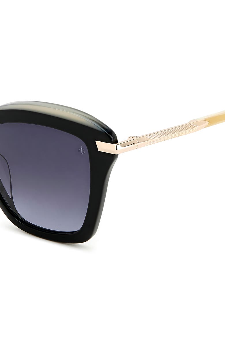 rag & bone 53mm Cat Eye Sunglasses, Alternate, color, Black Beige/ Grey Shaded