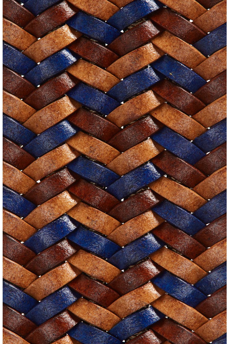 Braided Leather Belt, Alternate, color, TAN/ BLUE/ SADDLE