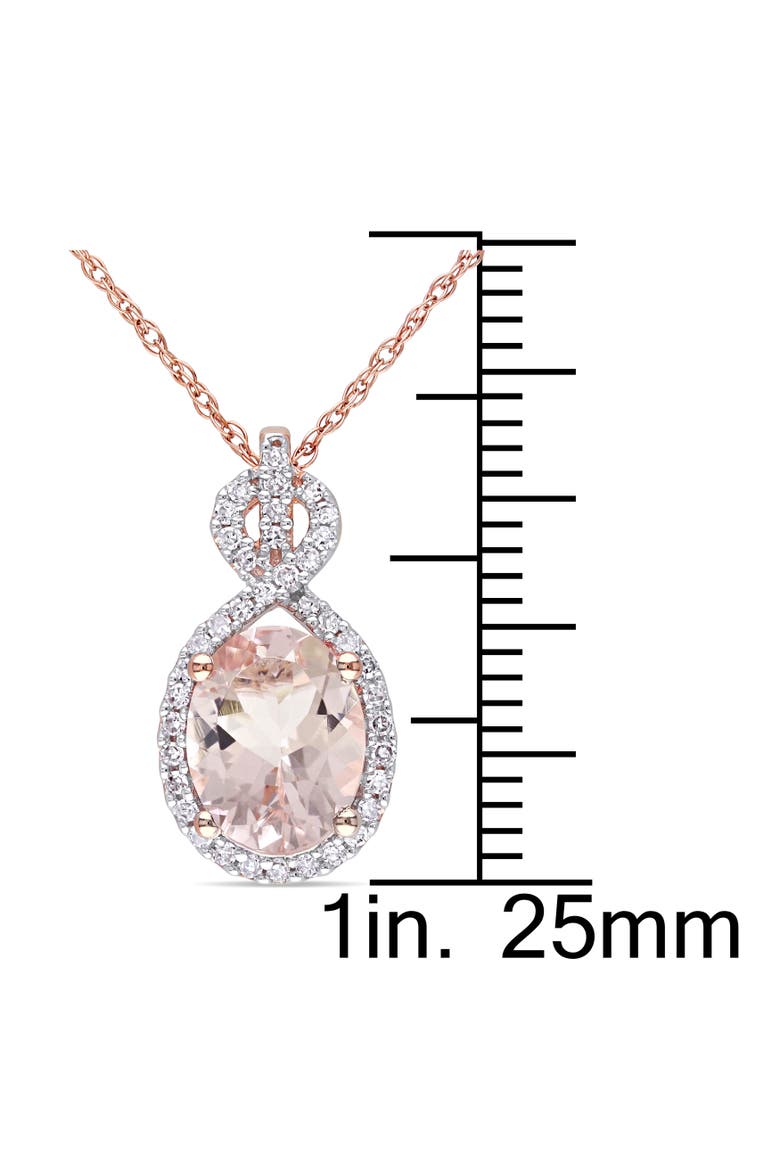 Gemstone & Diamond Infinity Halo Necklace 10K, Alternate, color, Morganite/Rose Gold