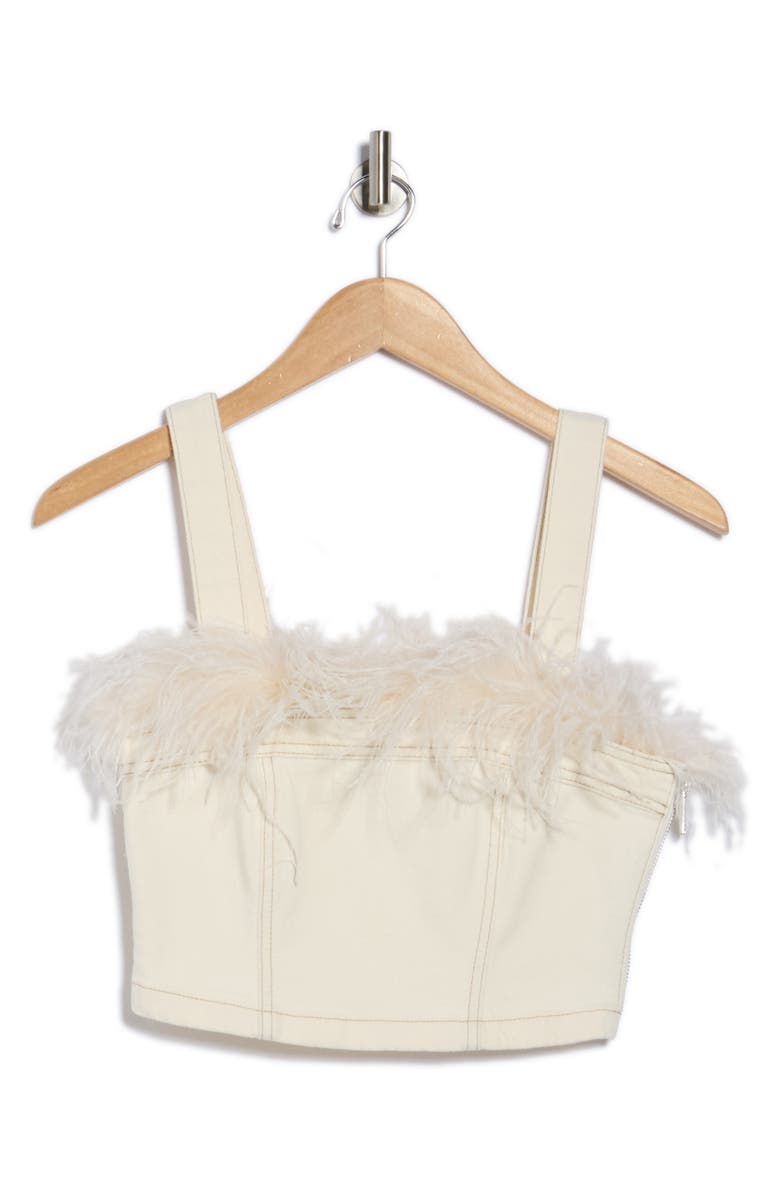 Simkhai Reeves Feather Trim Top, Alternate, color, Winter White