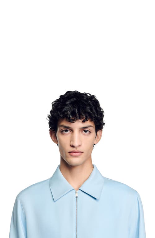 Sandro Zip-up Shirt In Blue Sky