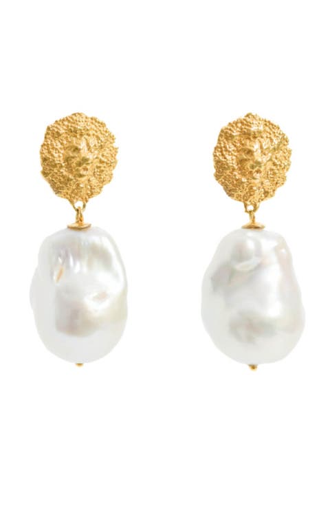 Lion Pearl Drop Earrings