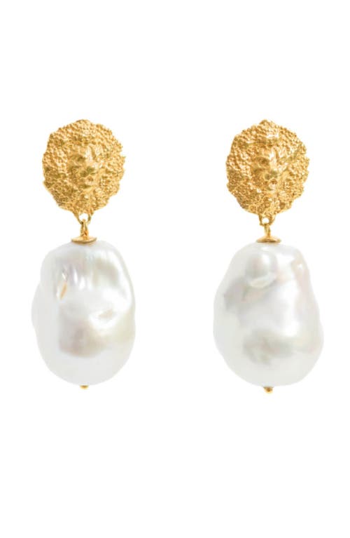Freya Rose Lion Pearl Drop Earrings In Gold