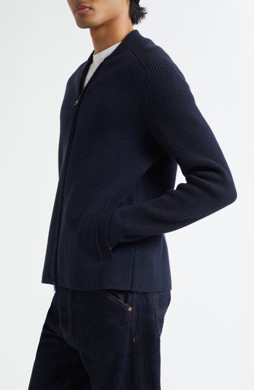 Sunspel Double Face Lambswool Blend Bomber Jacket In Navy