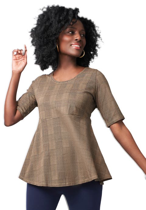 Stretch Cotton Peplum Tunic (Plus Available)