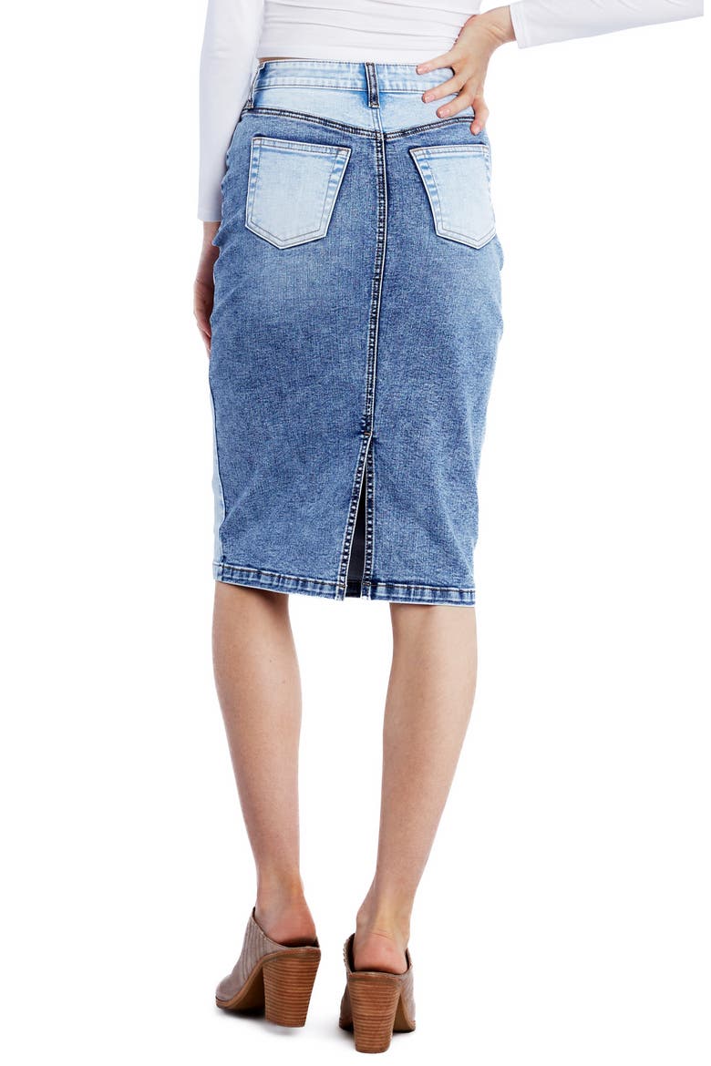 Pieced Midi Denim Skirt, Alternate, color, COUNTRY BLUE