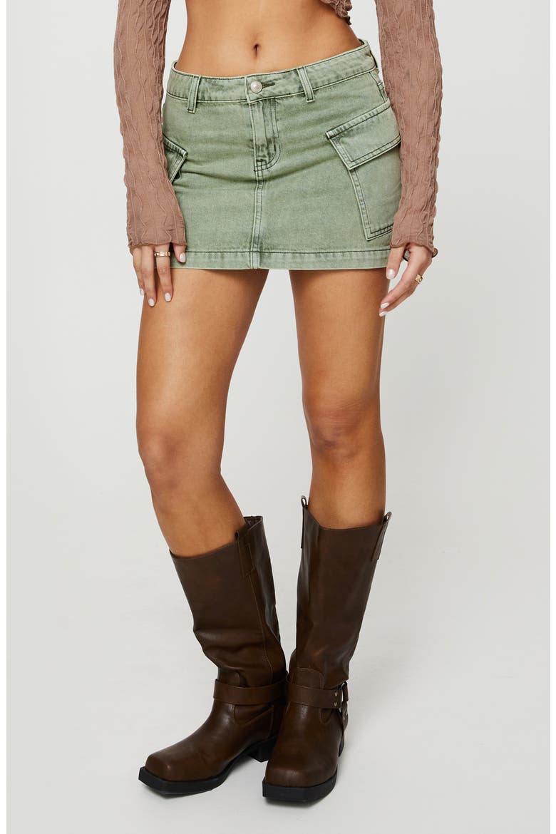 Zakai Denim Cargo Miniskirt, Main, color, GREEN