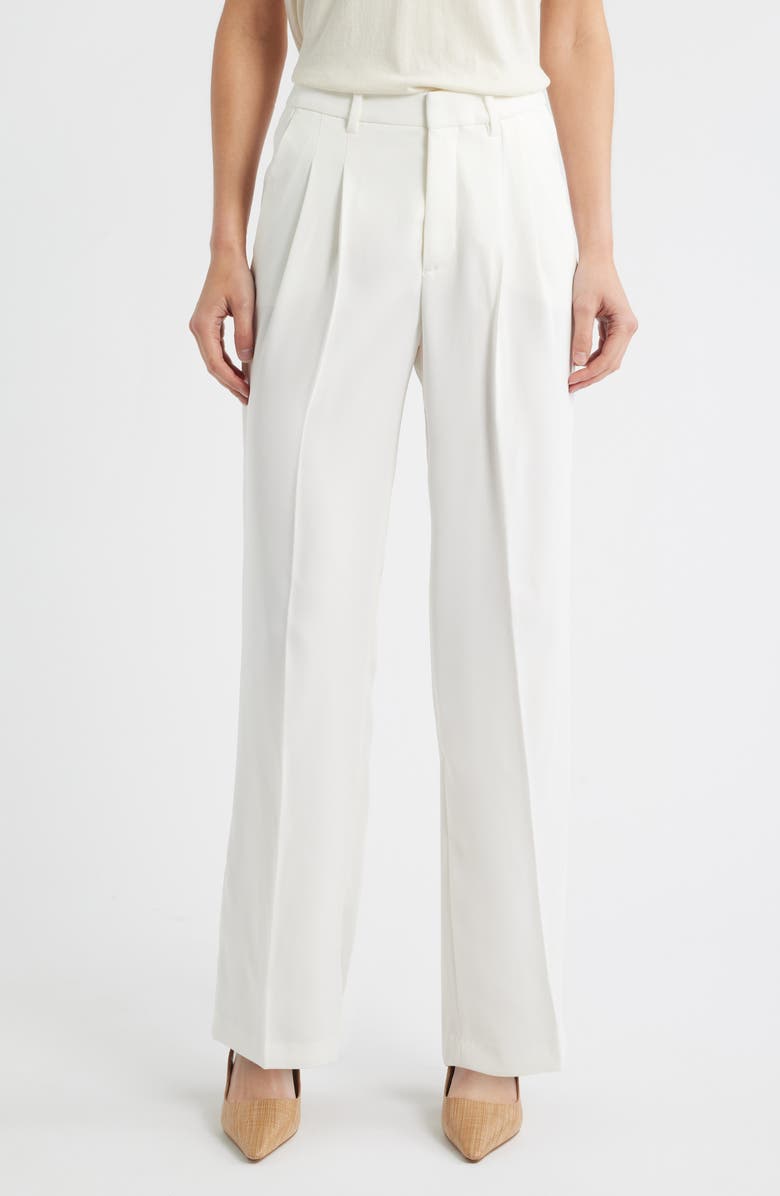 Mavi Jeans Pleated Straight Leg Pants, Main, color, Coconut Milk