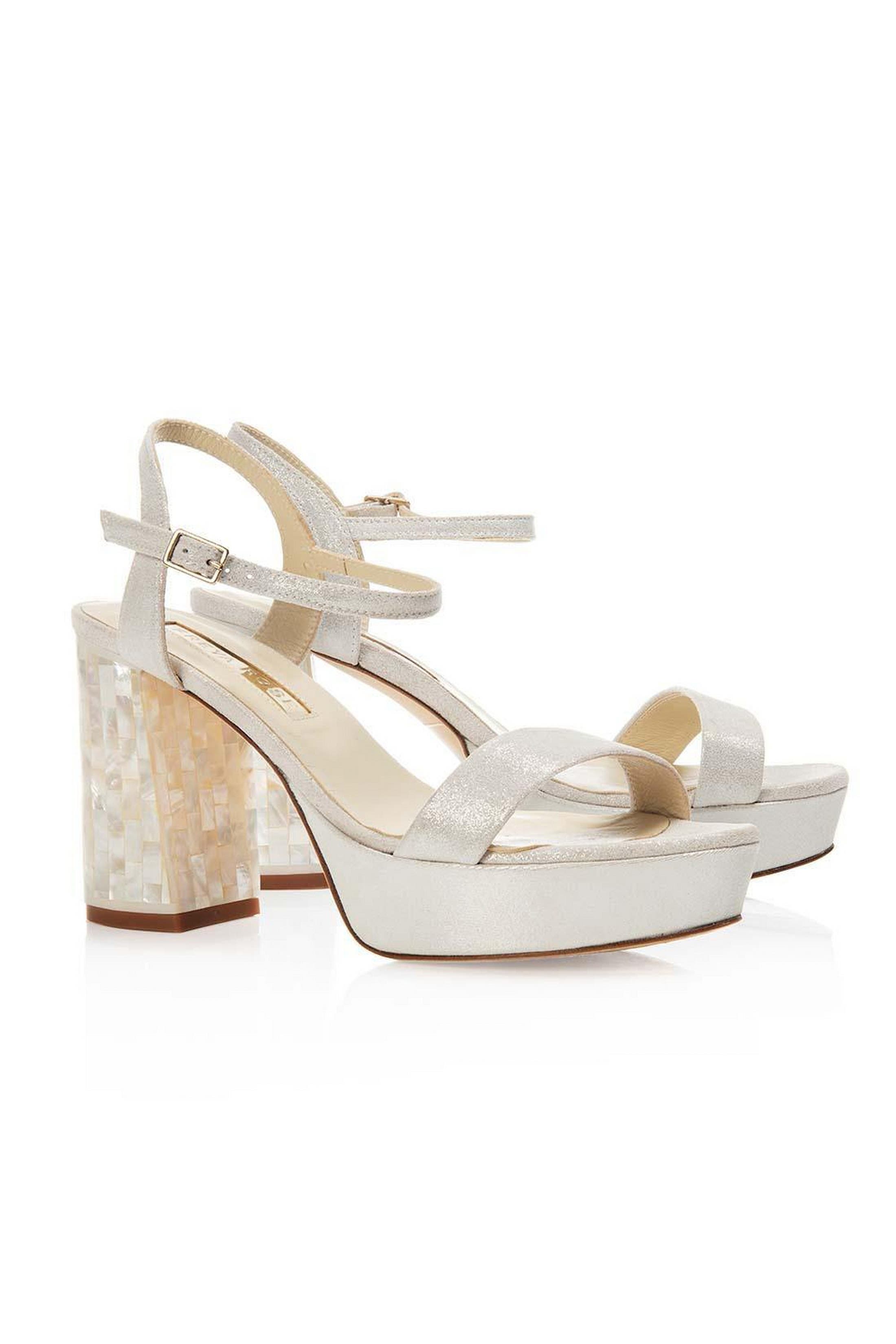 Freya Rose GiGi Ivory Ankle Strap Pearl Heel Sandal, Alternate, color, Ivory