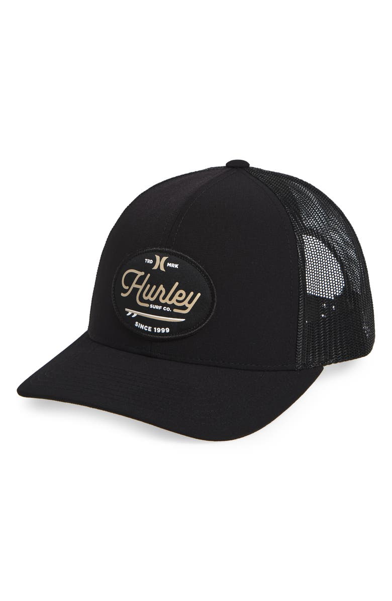 Hurley Beach Break Patch Trucker Hat, Main, color, Black 2