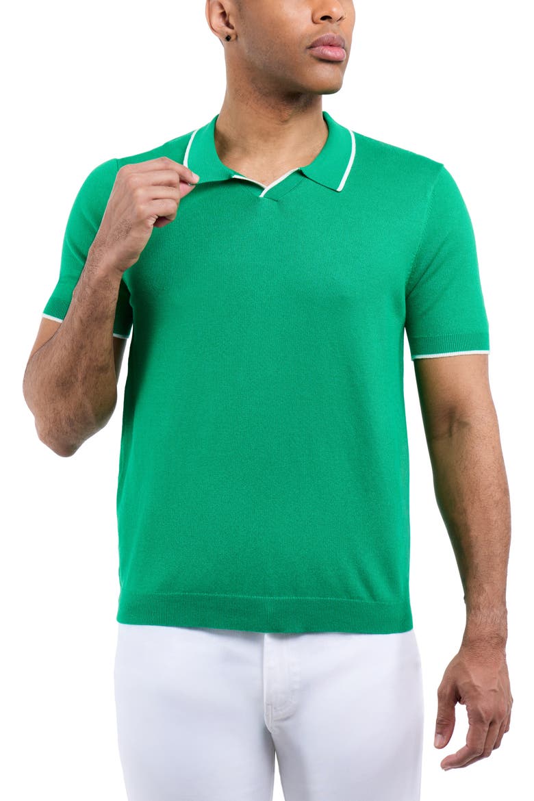 V-Neck Polo Sweater, Alternate, color, SAGE