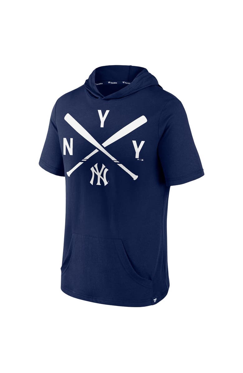 FANATICS Men's Fanatics Branded Navy New York Yankees Iconic Rebel Short Sleeve Pullover Hoodie, Alternate, color, 