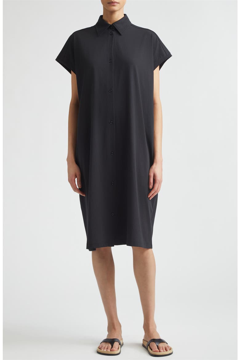 Organic Cotton Jersey Shirtdress, Main, color, BLACK
