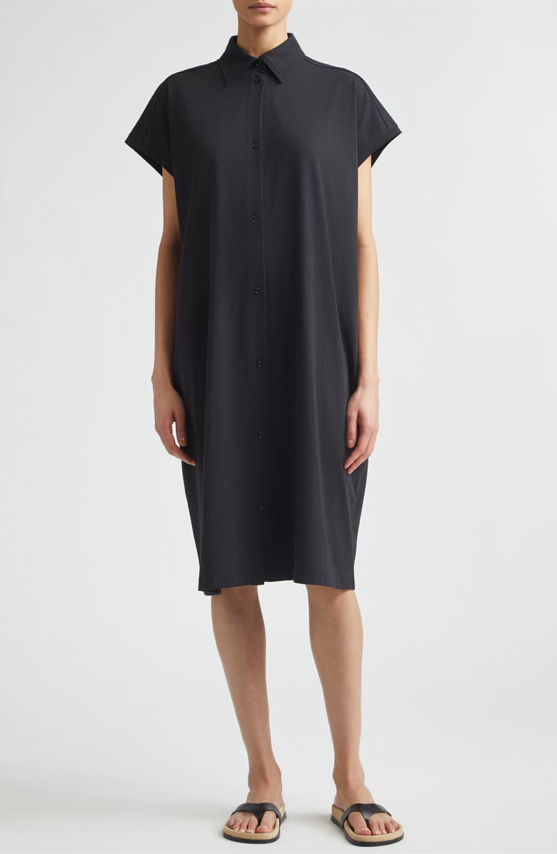 TOTEME Organic Cotton Jersey Shirtdress, Main, color, Black
