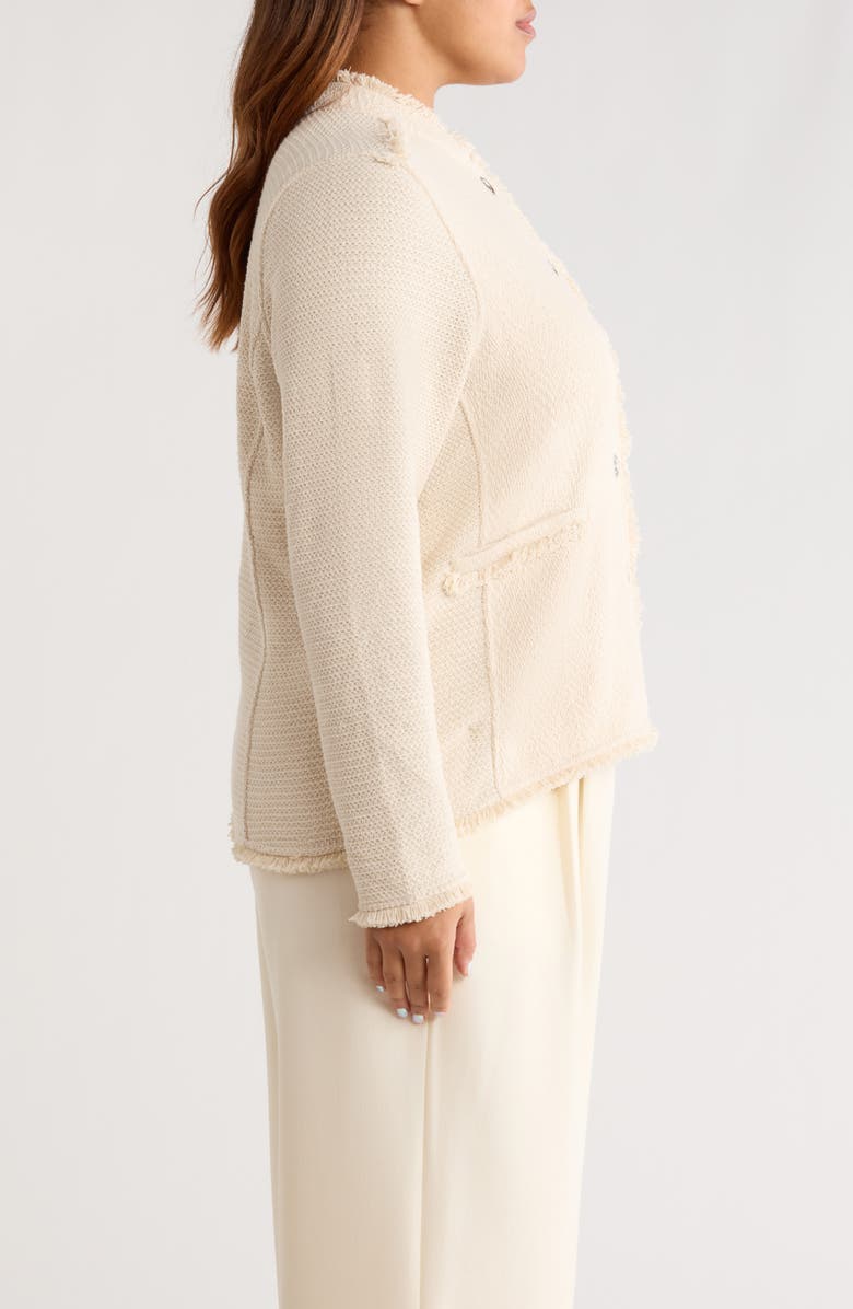 NIC+ZOE Fringe Mixed Knit Military Jacket, Alternate, color, Neutral Mix