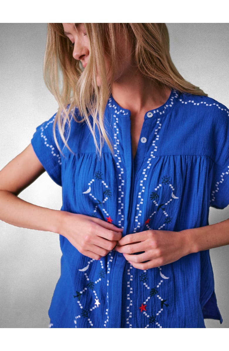 Cape Cove Coves Embroidered Top, Alternate, color, Cobalt Blue