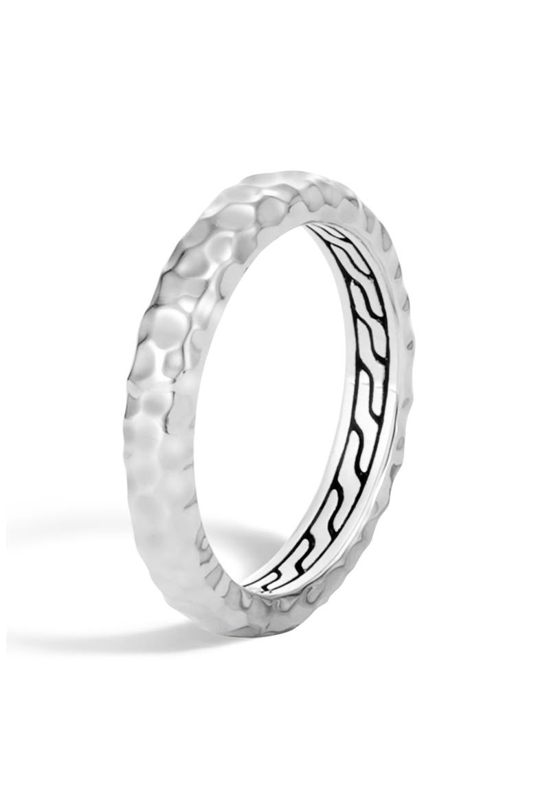 Hammered 3.5mm Band Ring, Main, color, SILVER
